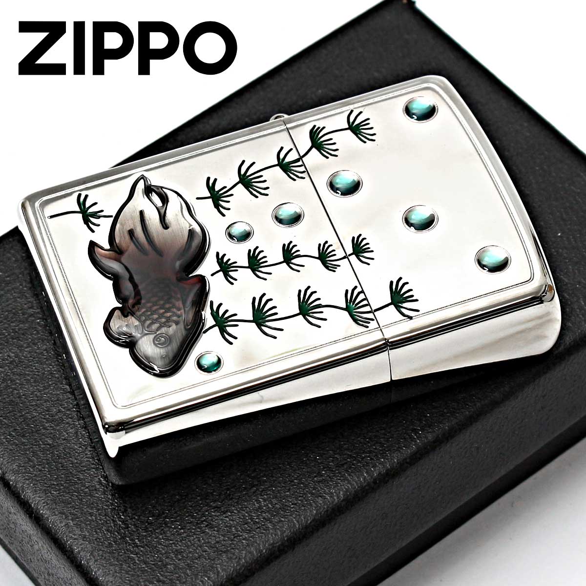 Zippo ジッポー 金魚 ブラック エポ盛り 63350198 メール便可