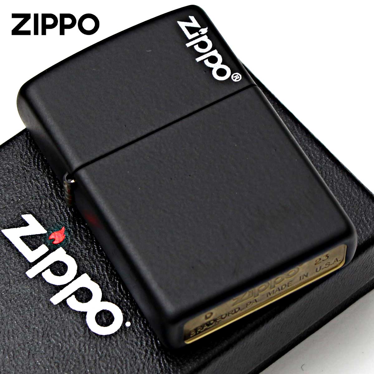 Zippo ジッポー ブラック マット ジッポ ロゴ Black Matte Zippo Logo 218ZL メール便可