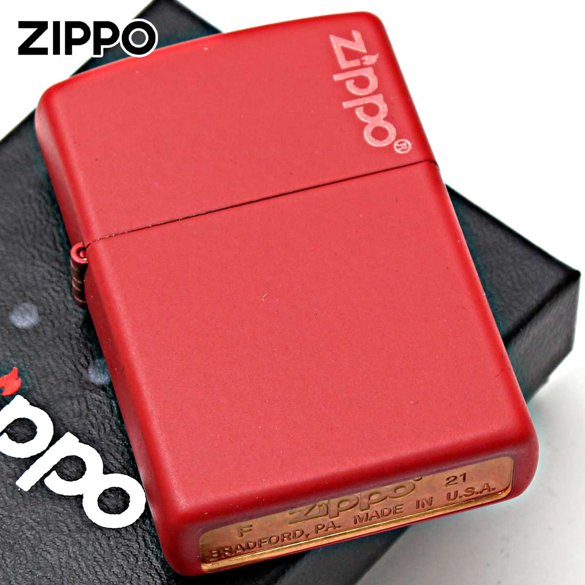 Zippo ジッポー レッド マット ジッポ ロゴ Red Matte Zippo Logo 233ZL メール便可