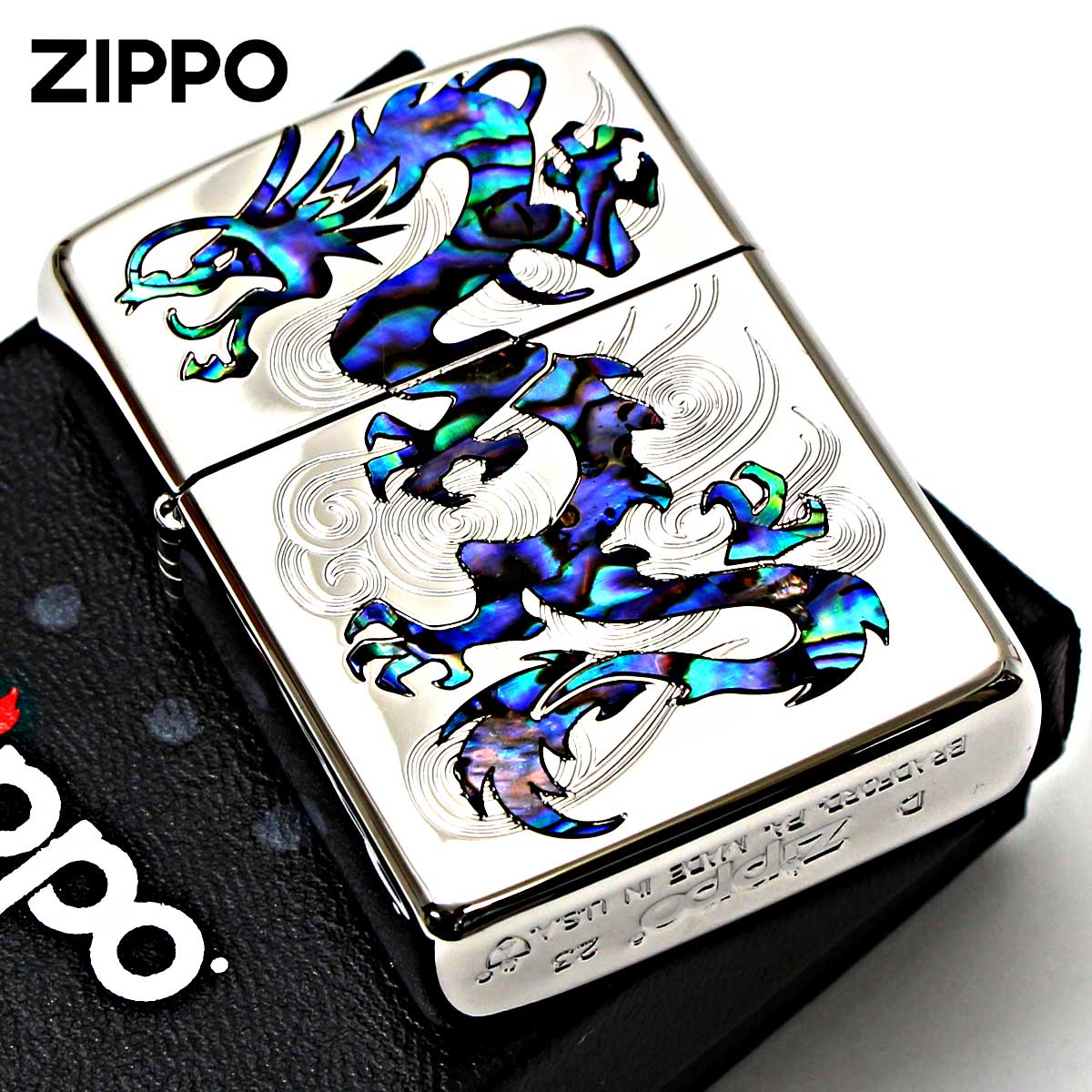 Zippo ジッポー アーマー ドラゴン シェル 龍 貝貼り 両面加工 ARMOR SHELL Dragon 162KB-RYSP｜Zippo 専門店フラミンゴ：本店