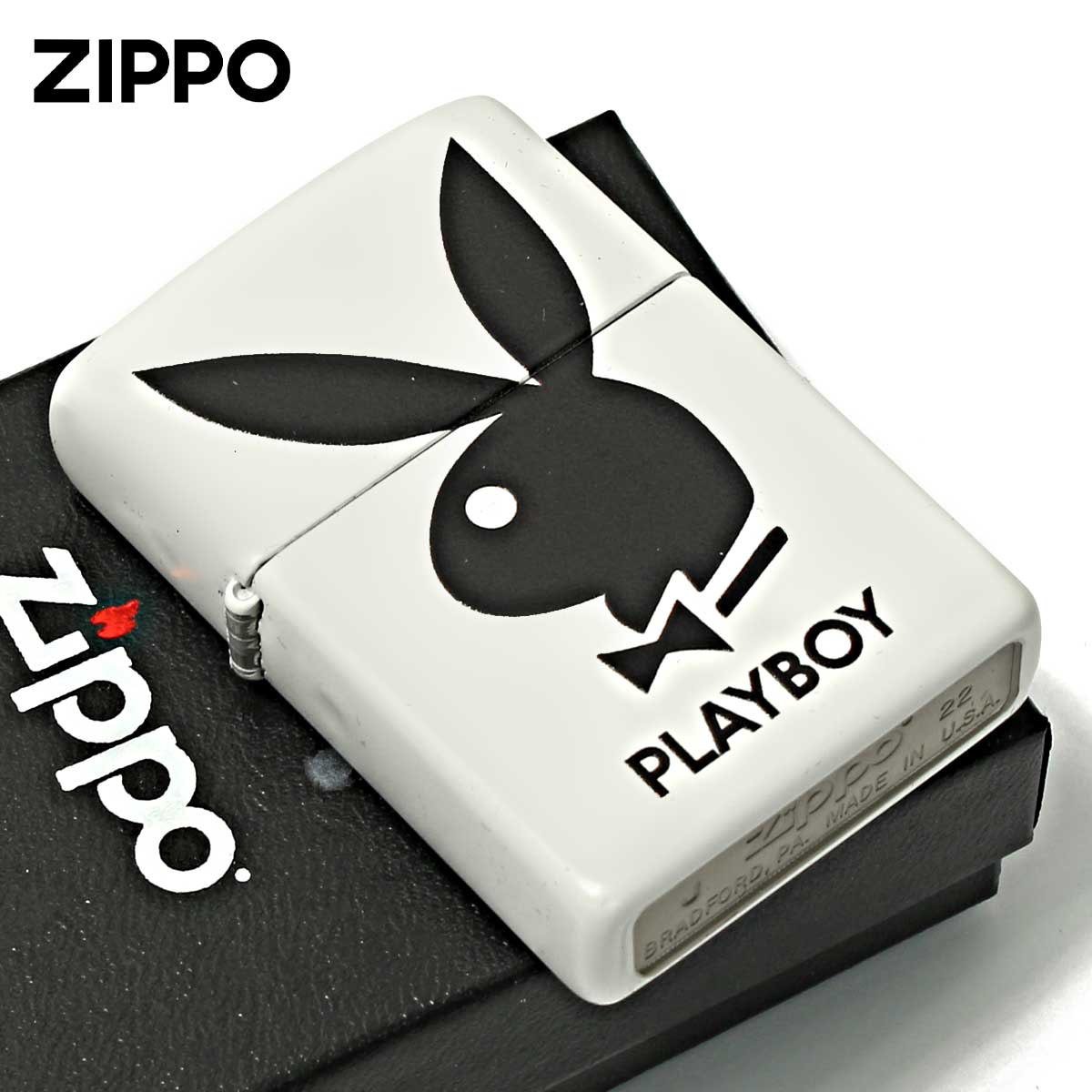 Zippo ジッポー プレイボーイ バニー うさぎ ロゴ ホワイト PLAYBOY logo White Z214-104661 メール便可