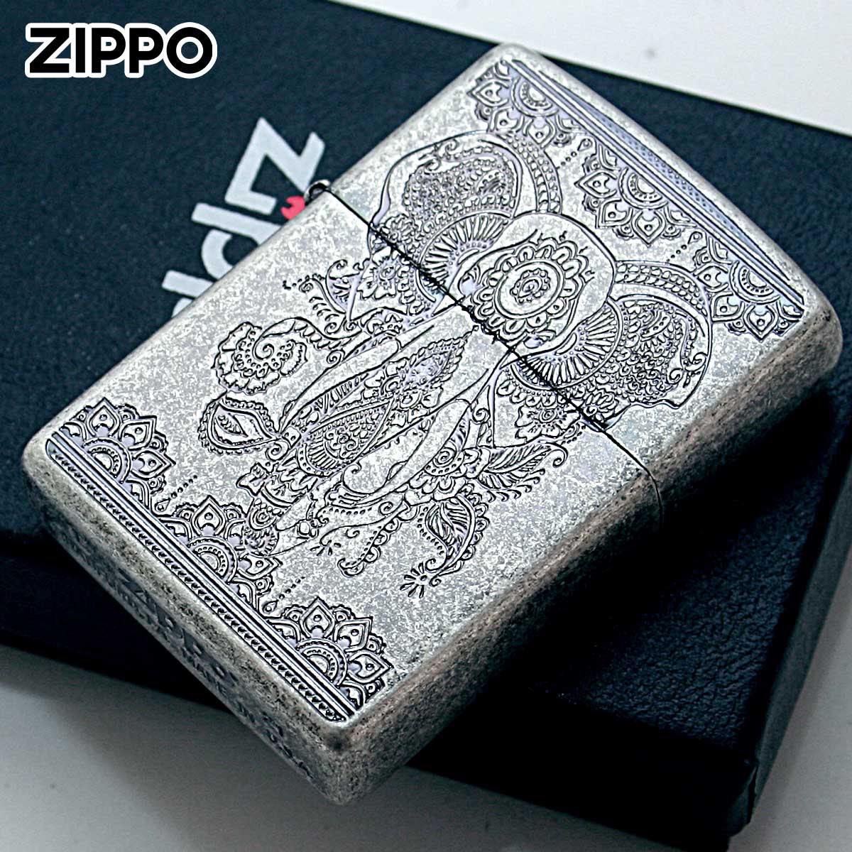 Zippo ジッポー インディアン エレファント 象 シルバー アンテーク風 INDIAN ELEPHANT A 1201S798 メール便可