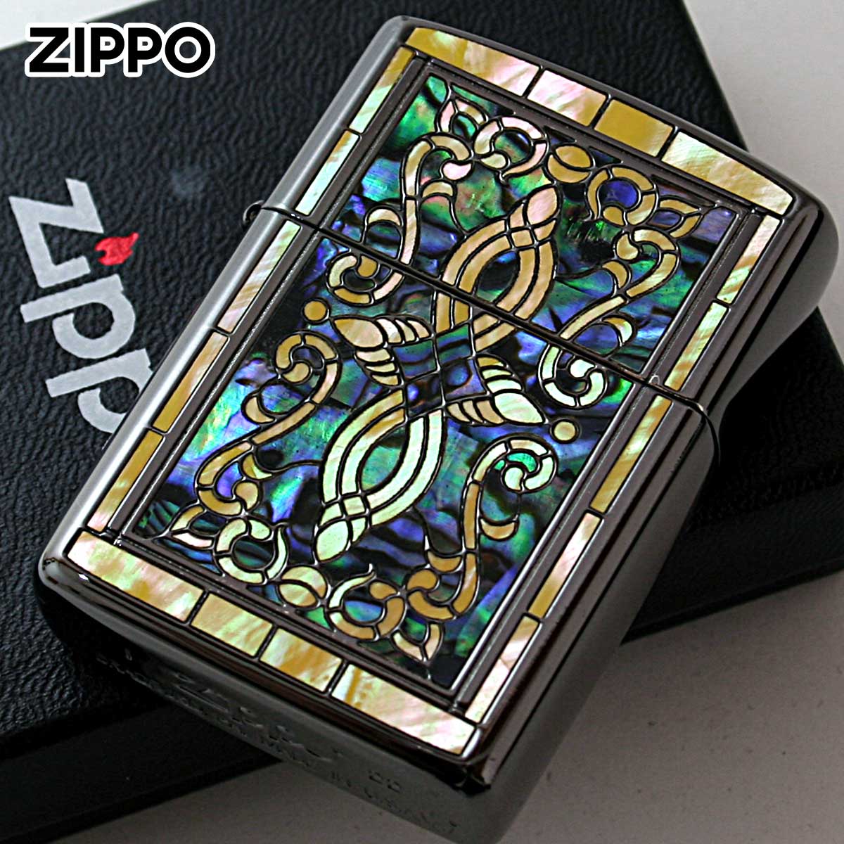 Zippo ジッポー アーマー シェル 貝インレイ 象嵌 ヘリテージ ブラック ARMOR SHELL HERITAGE BK 1201S866｜ Zippo専門店フラミンゴ：本店