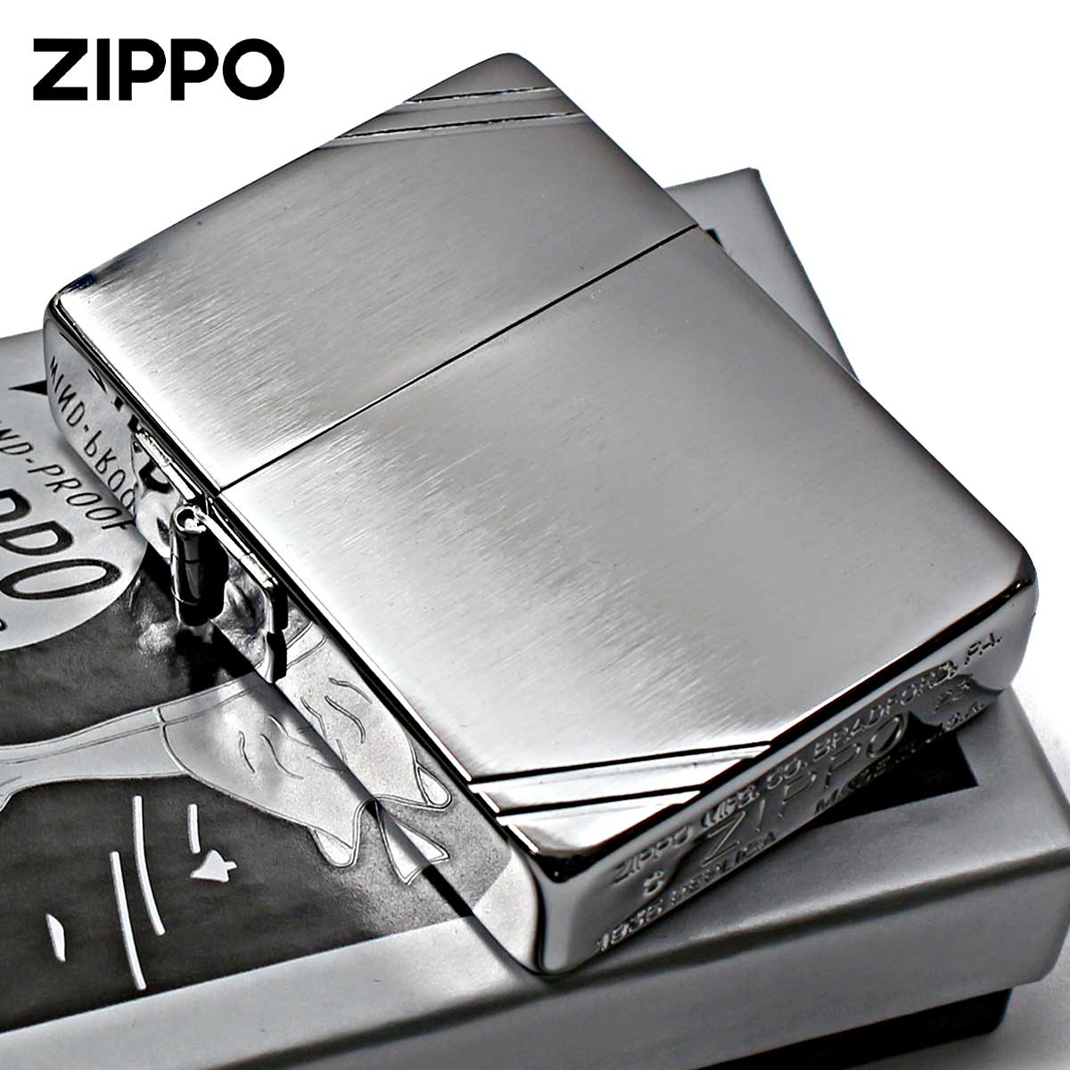 Zippo ジッポー 1935レプリカ 無地 シルバー つや消しブラッシュドクローム ダイアゴナルラン Brushed Chrome No.1935  メール便可｜Zippo専門店フラミンゴ：本店