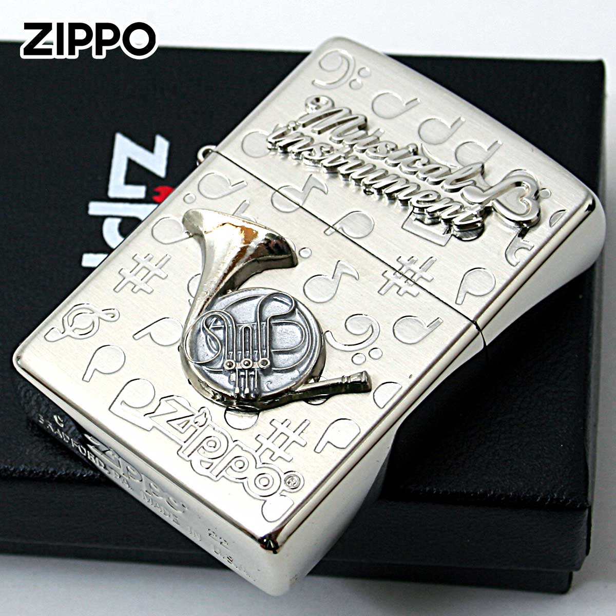 Zippo ジッポー ホルン 楽器 メタル Musical instrumet White Nickel SATIN WNS-ホルン