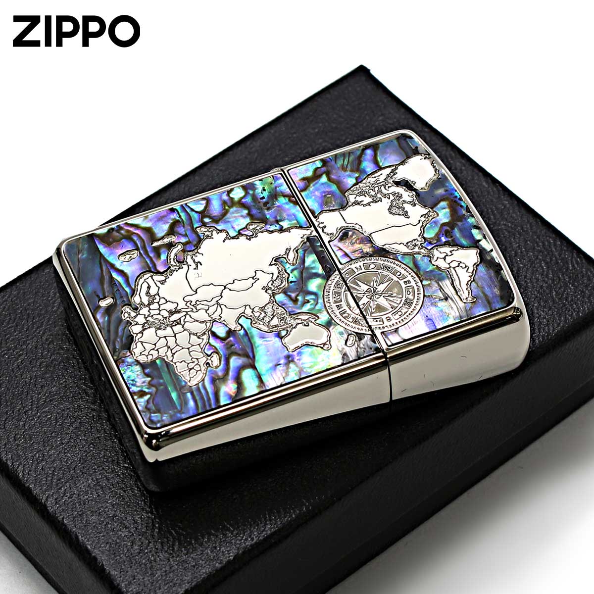 Zippo ジッポー アーマー シェル 貝 地図 ワールドマップ ARMOR SHELL WORLD MAP ニッケルいぶし NO