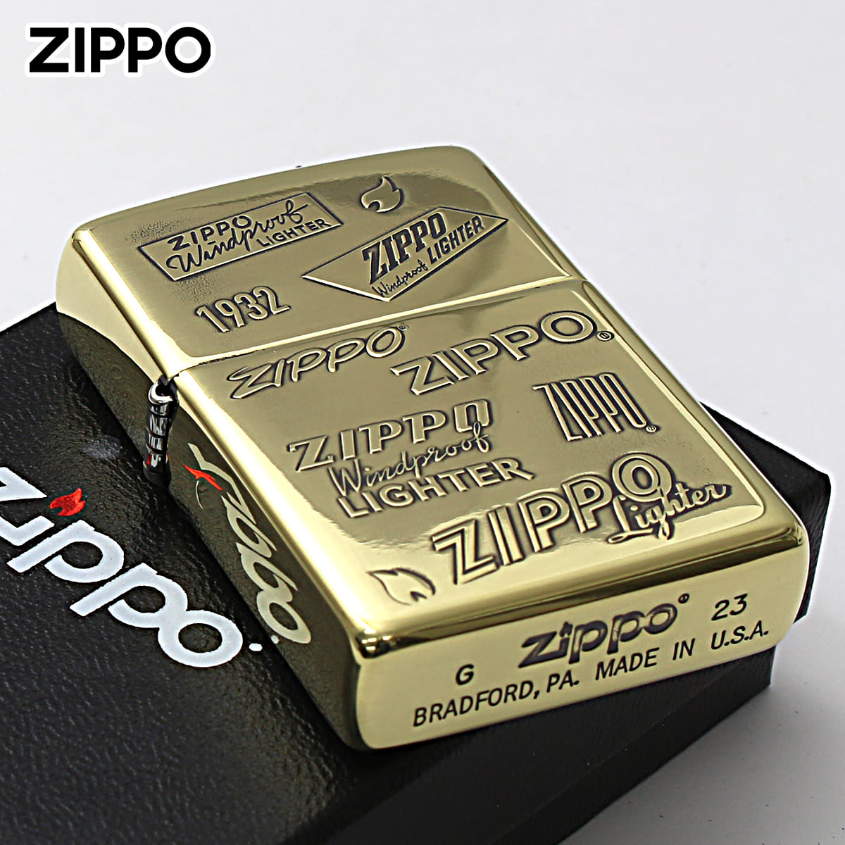 Zippo ジッポー 歴代 ジッポー ロゴ 両面加工 ブラスいぶし ZIPPO LOGO  2BI-ZLOGO メール便可