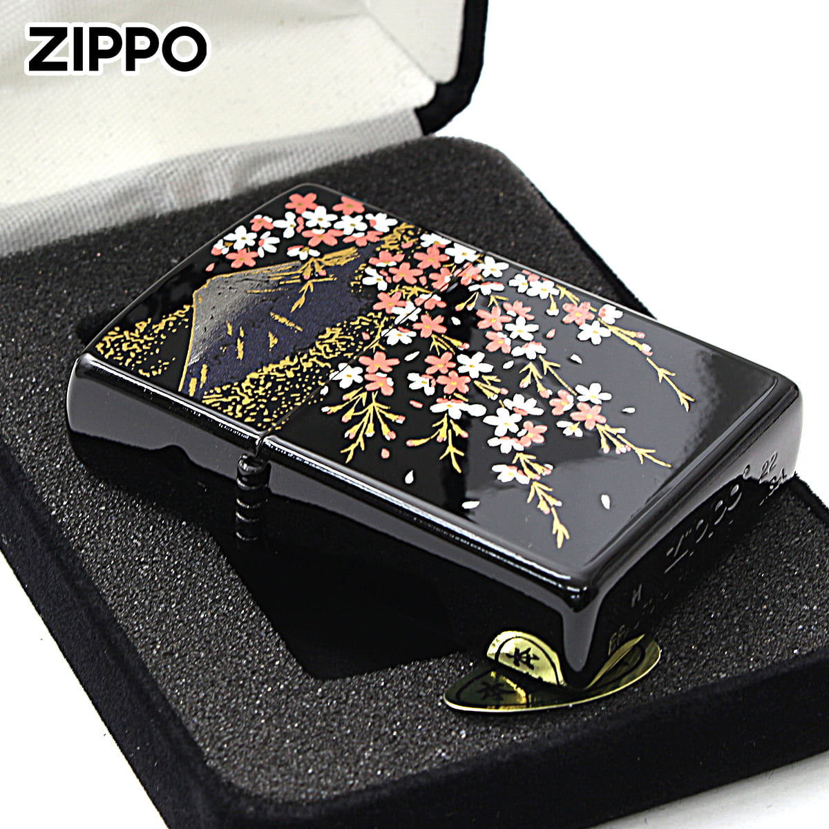 Zippo ジッポー 本金蒔絵 富士桜 伝統工芸 和柄 ゴールドタンク 2LA-FUJISAKURA｜Zippo専門店フラミンゴ：本店