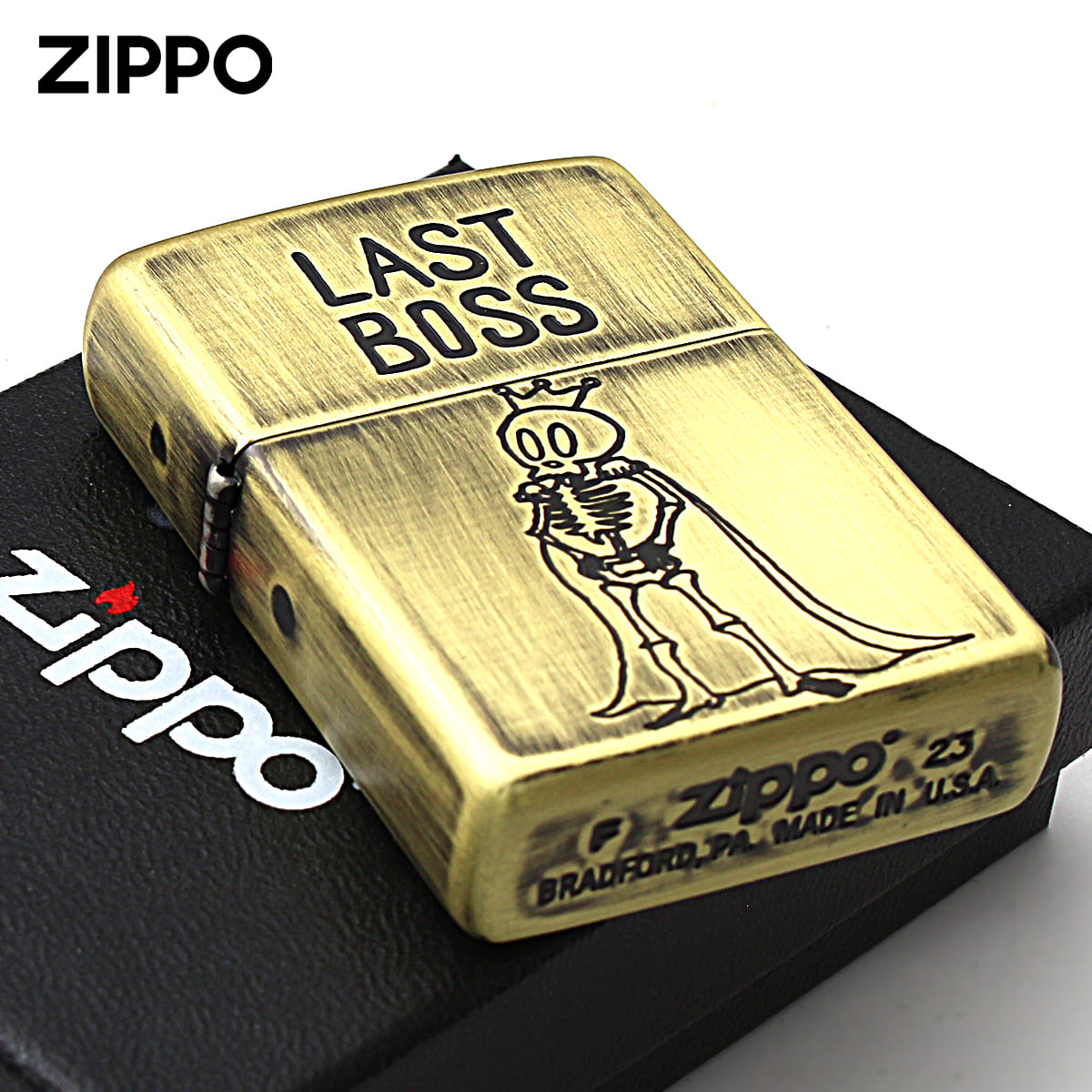 Zippo ジッポー スカル ドクロ 骸骨 真鍮 ブラス ユーズド仕上げ FUNNY SKULL USED FINISH LAST BOSS ラスボス 2UDB-BOSS メール便可