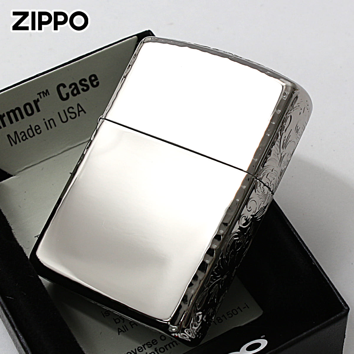 Zippo ジッポー アーマー サイド アラベスク 唐草 コーナーリューター加工 プラチナメッキ ARMOR SIDE ARABESQNE 162PT-3ARART