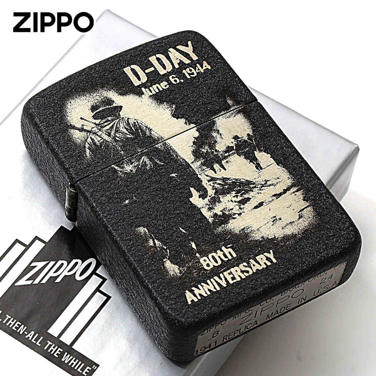 Zippo ジッポー 限定10,000個 D-DAY ノルマンディー上陸作戦 80周年記念モデル ブラッククラックル 80th Anniversary  Collectible シリアル番号 46261｜Zippo専門店フラミンゴ：本店