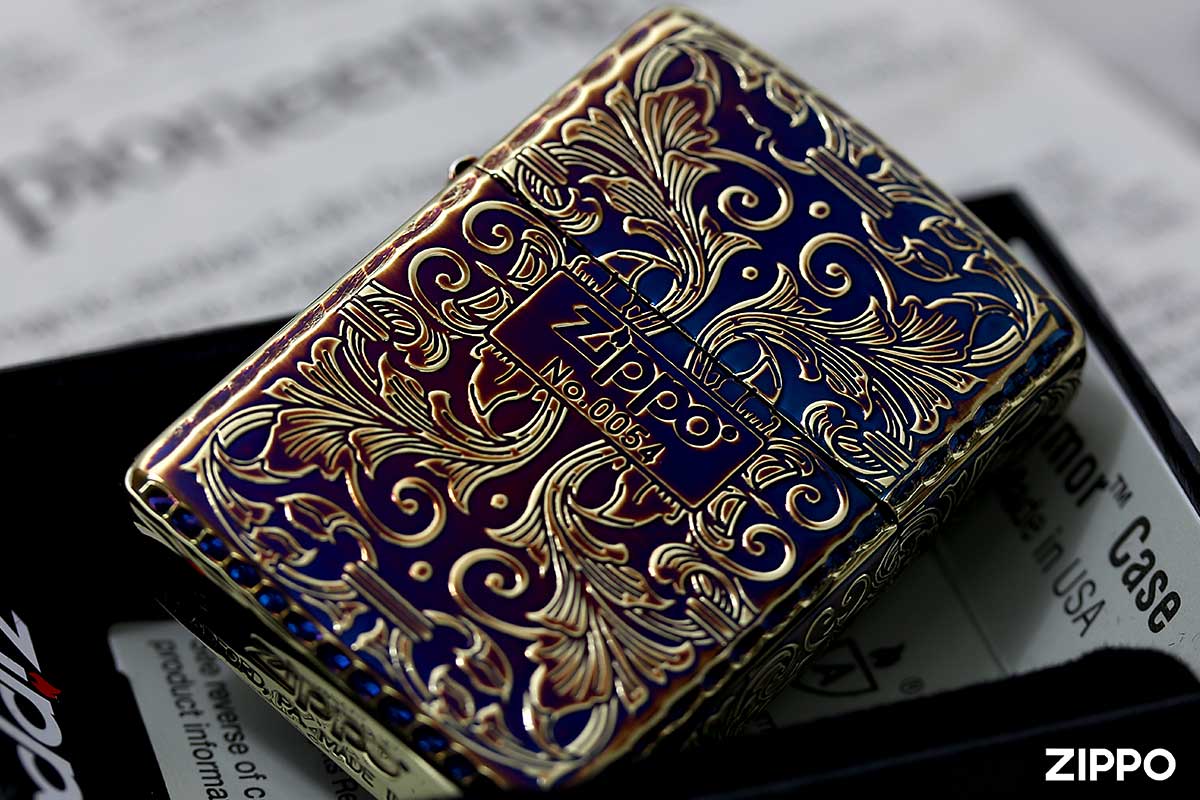 Zippo ジッポー アーマー 5面 アラベスク 唐草 コーナーリューター ジッポ ロゴ ゴールド ARMOR Arabesque シリアル番号 162GI-Z5KARART