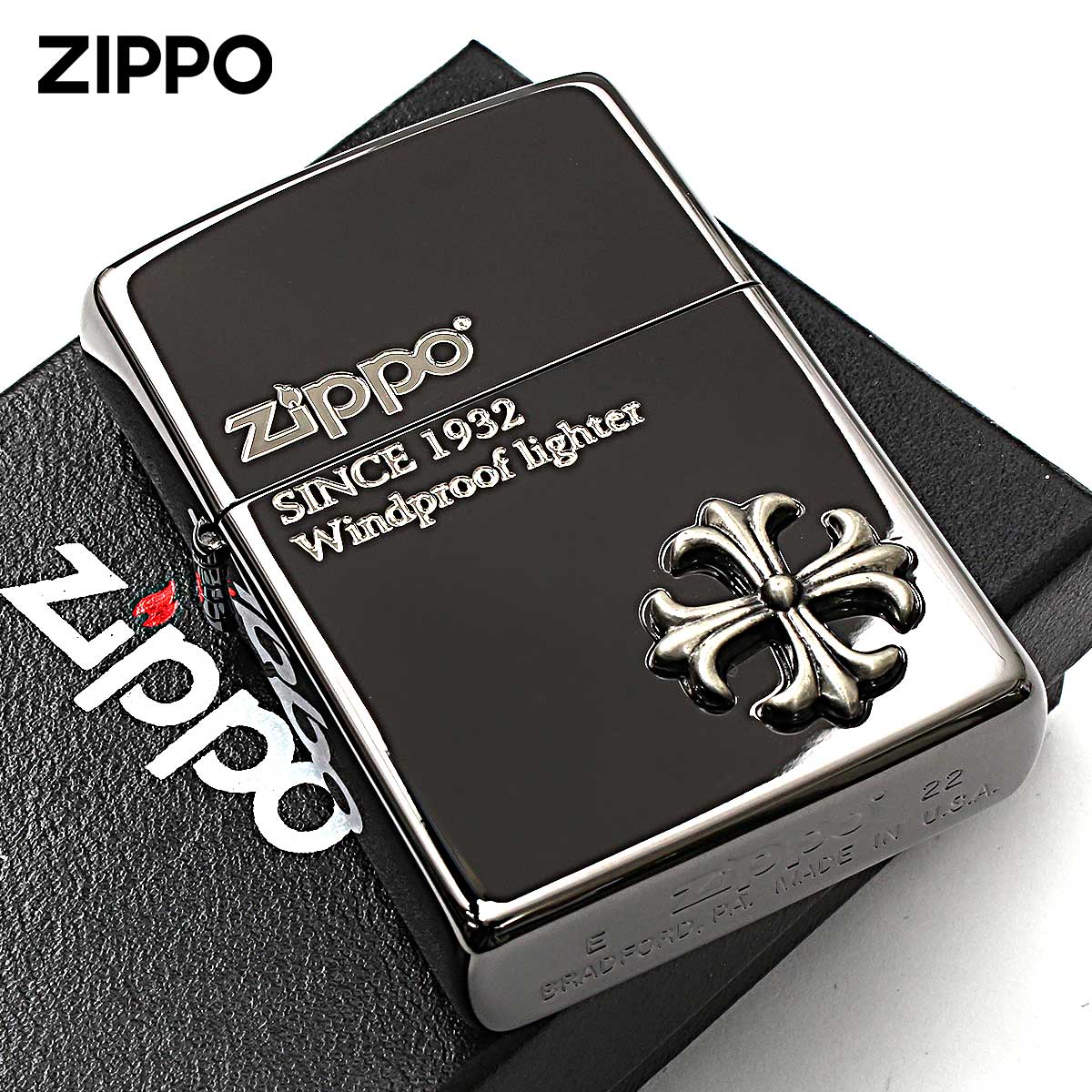 Zippo ジッポー クロス 十字架 Cross ブラックニッケルし クロスメタル Cross Metal 2CM-2