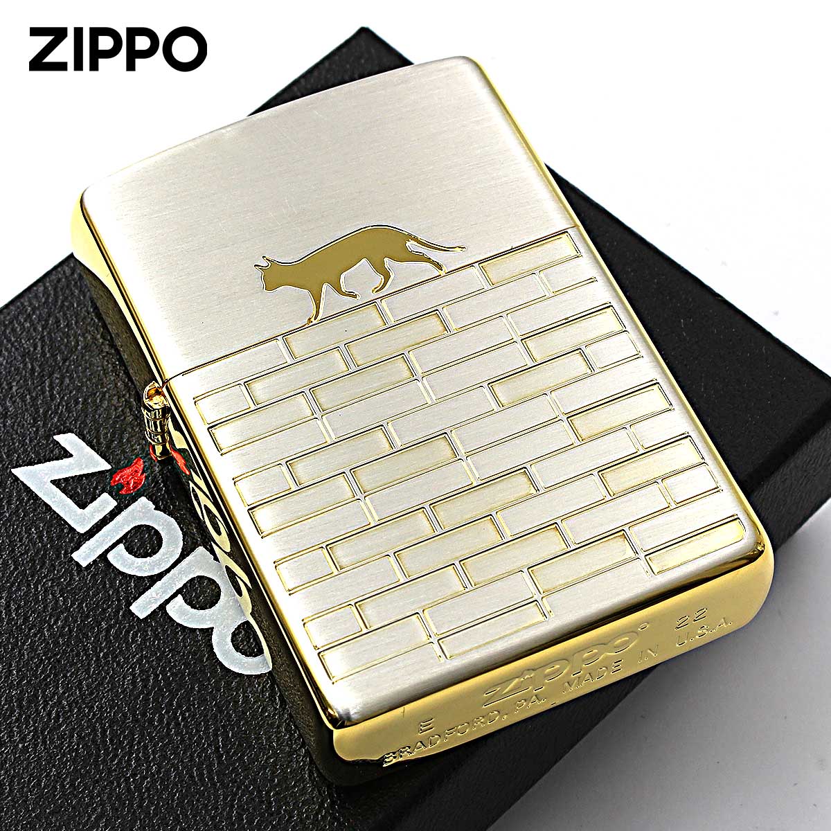 Zippo ジッポー ネコ 猫 Cat キャットウォーク ブシルバーサテーナ ゴールド CAT WALKS 2SG-CATW