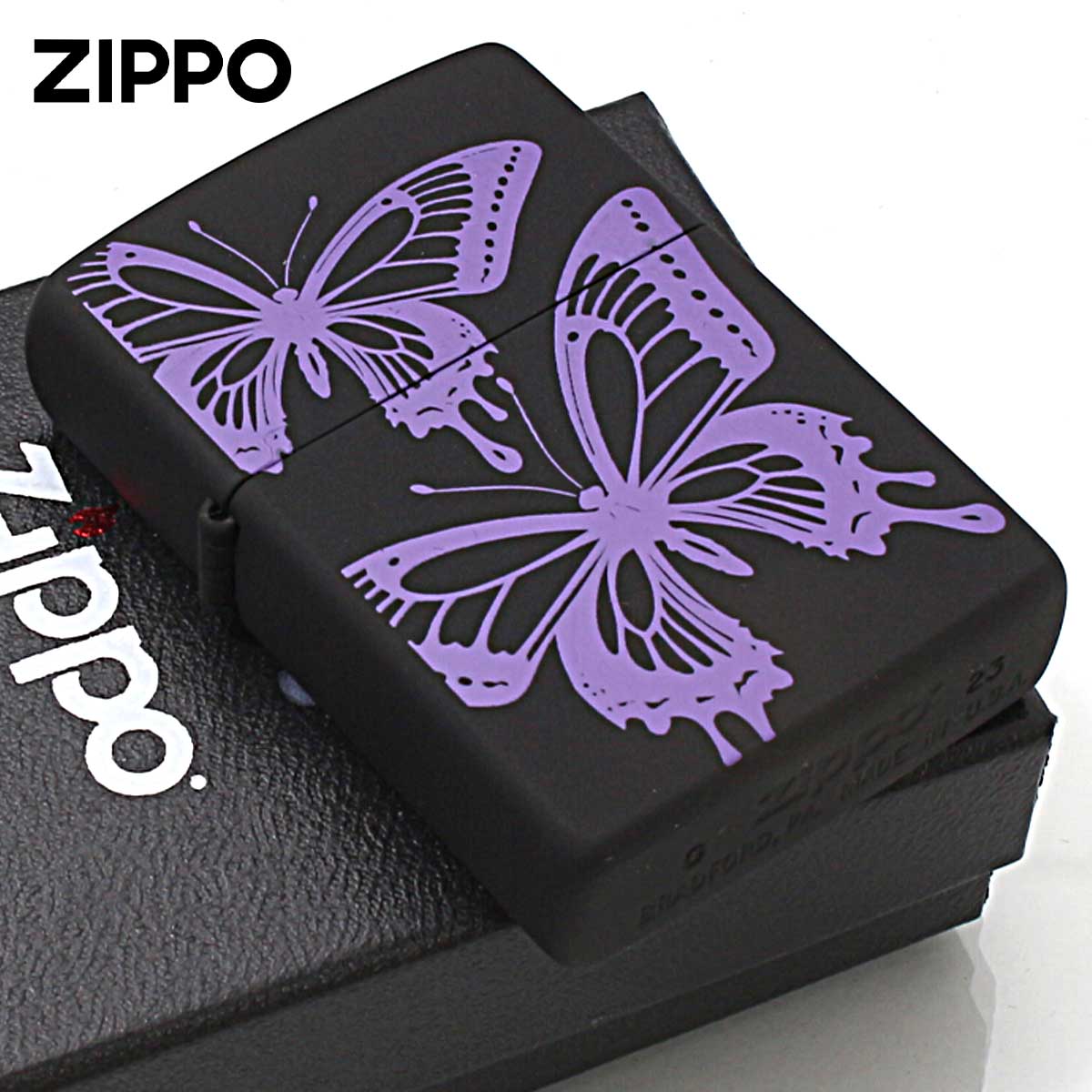 Zippo ジッポー 蝶々 バタフライ パープル Butterfly Series 2BTF-PURPLE メール便可