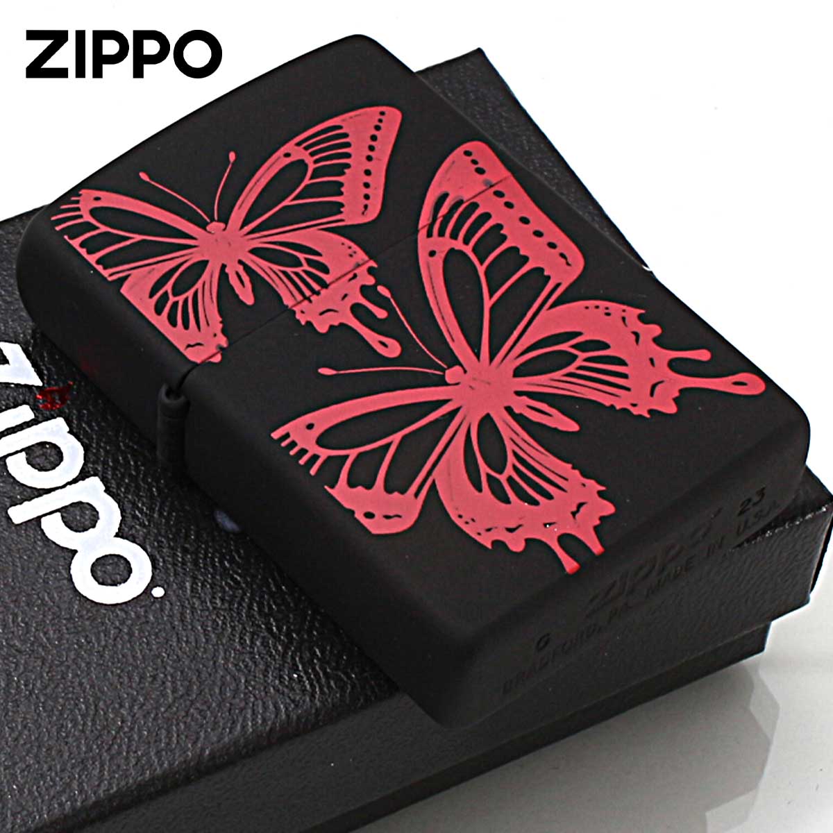 Zippo ジッポー 蝶々 バタフライ レッド Butterfly Series 2BTF-RDE メール便可