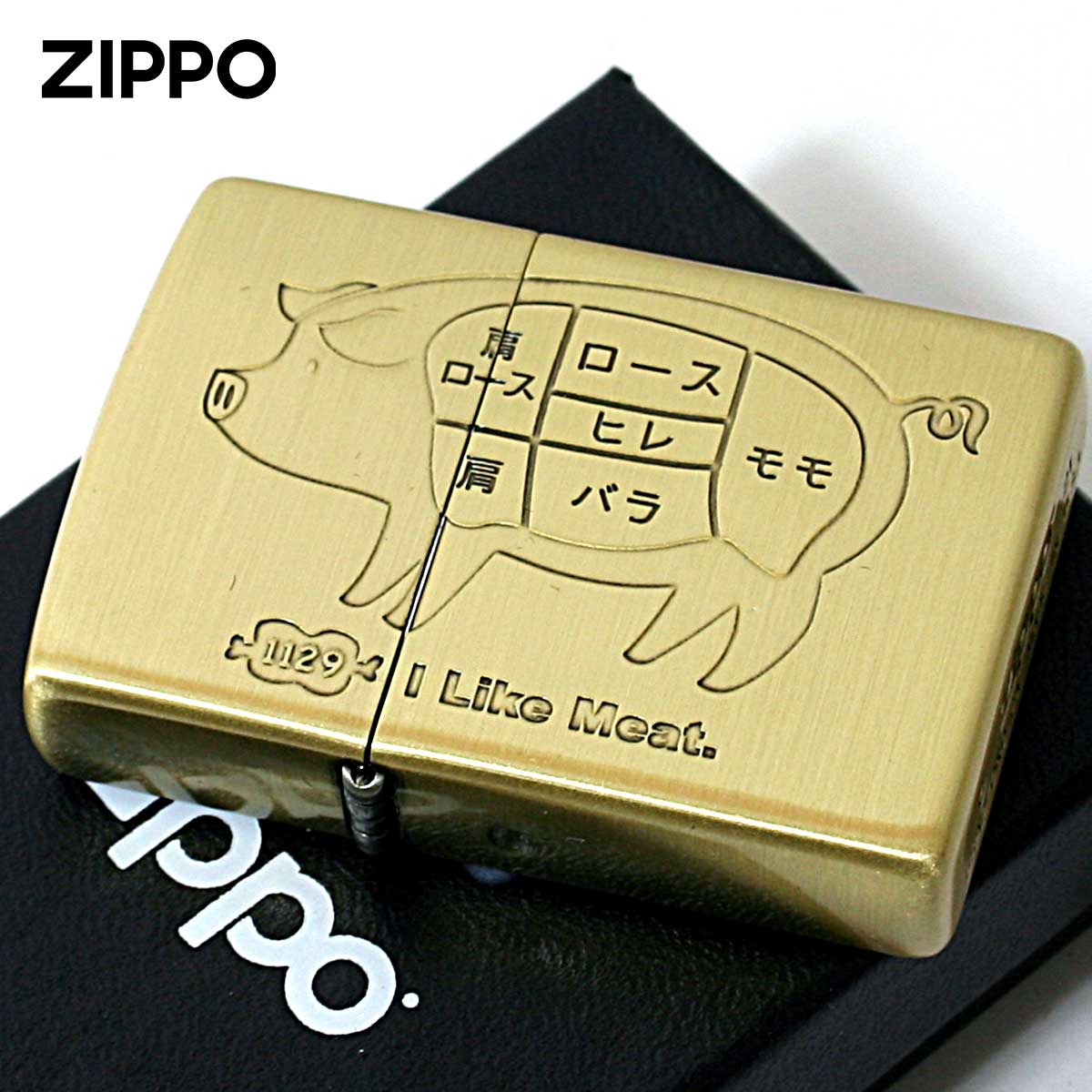 Zippo ジッポー 豚 ブタ 肉 アイ ライク ミート ブラス古美 I Lile Meet.  ブタ BS メール便可