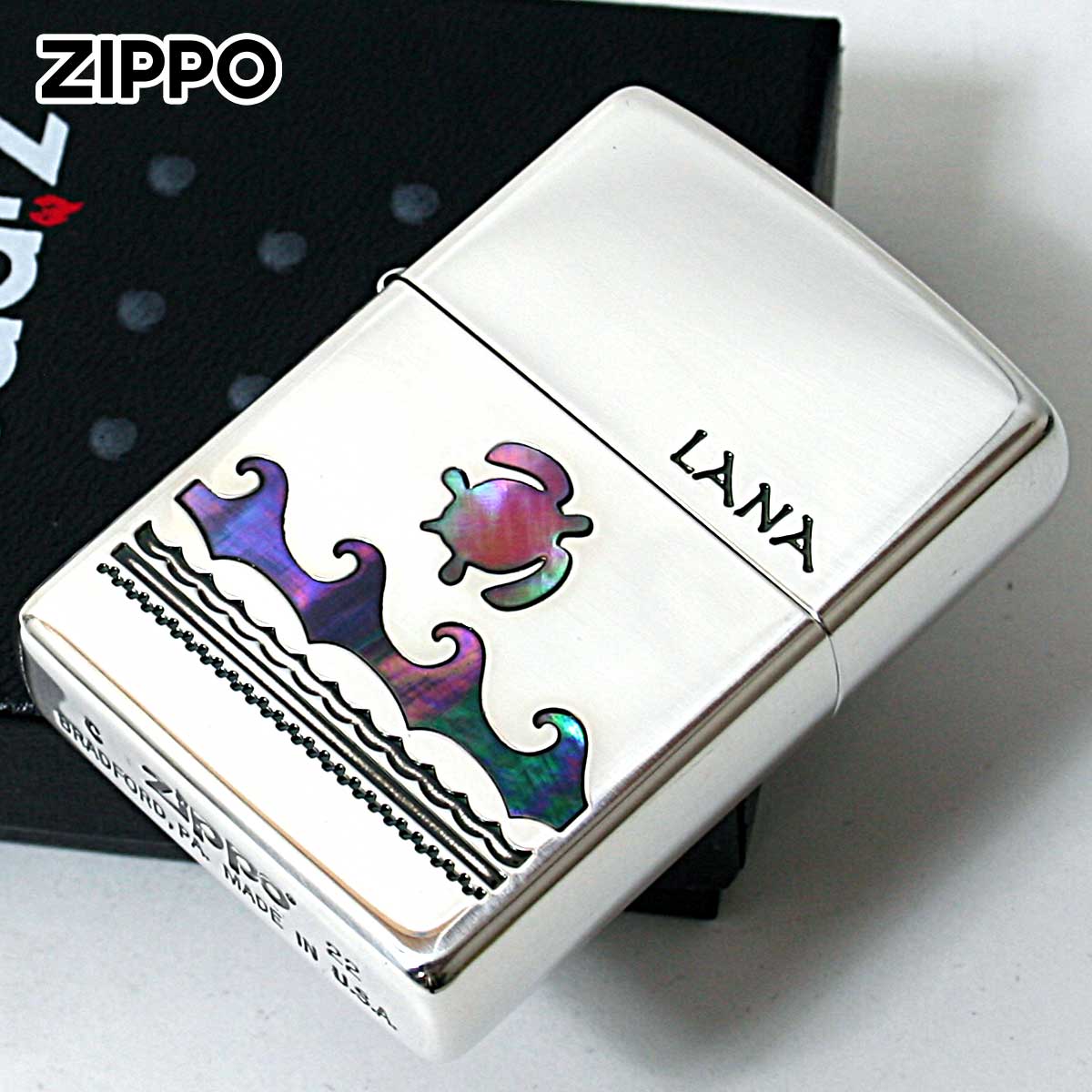 Zippo ジッポー ハワイ 亀 海 ハワイアン シェル 貝 インレイ 象嵌 Hawaiian LANA