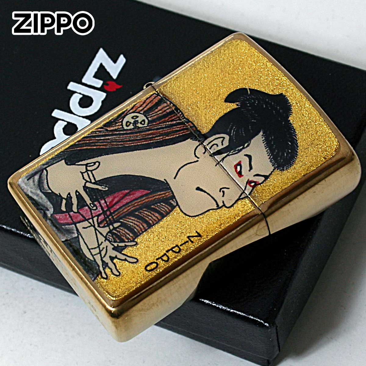 Zippo ジッポー 浮世絵 綾取り役者 金箔エポ盛り 江戸時代 絵画 アート 綾取り役者 メール便可