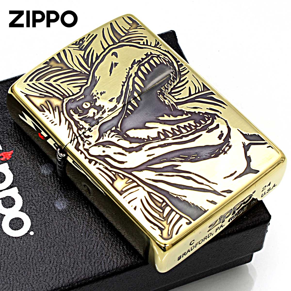 Zippo ジッポー 恐竜 ディノデラックス ティラノサウルス 真鍮イブシ BS｜Zippo専門店フラミンゴ：本店