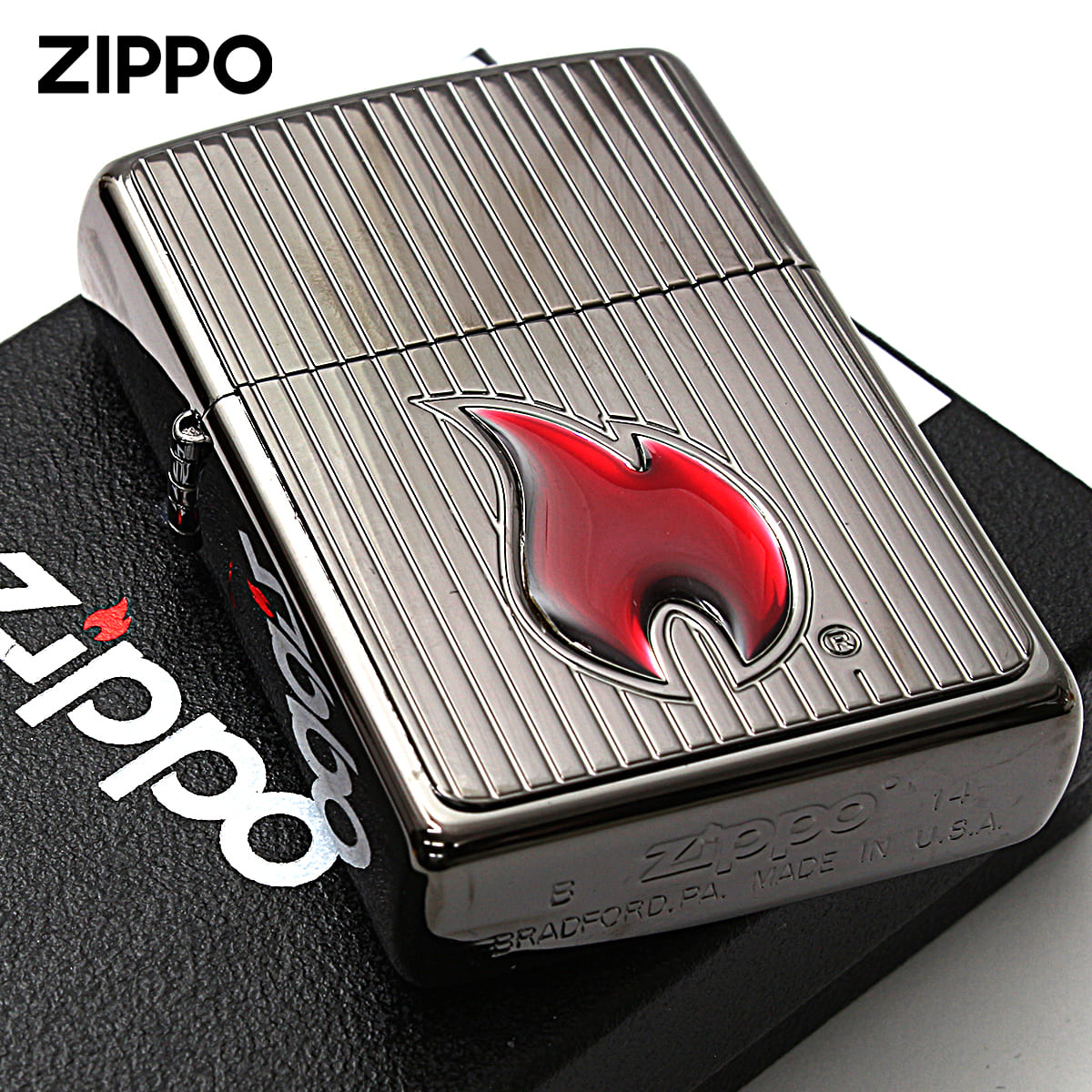 Zippo ジッポー 炎 フレームアイコン ブラックニッケル エポキシ盛り BN メール便可