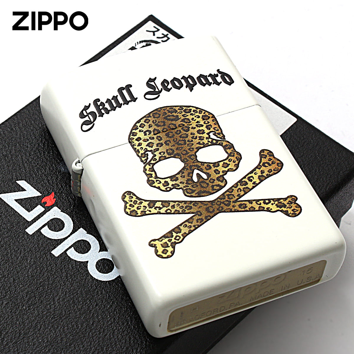 Zippo ジッポー スカル ドクロ 骸骨 レオパード柄 ホワイトマット Skull Leopard WH メール便可