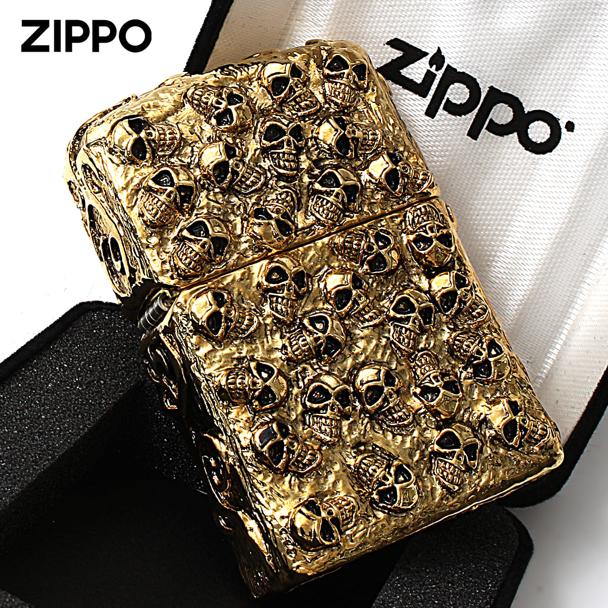 Zippo ジッポー スカル ドクロ 骸骨 スカルジャケット 金イブシ Skull Jacket GI