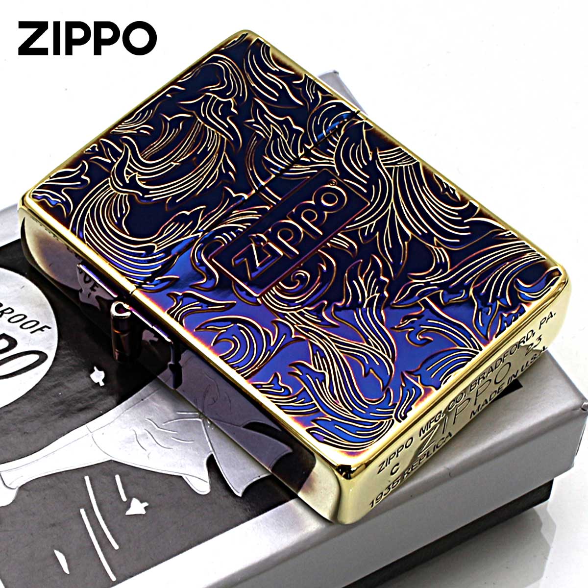 Zippo ジッポー 1935レプリカ アラベスク 唐草 両面加工 Arabesque 金イブシ ゴールドタンク GI