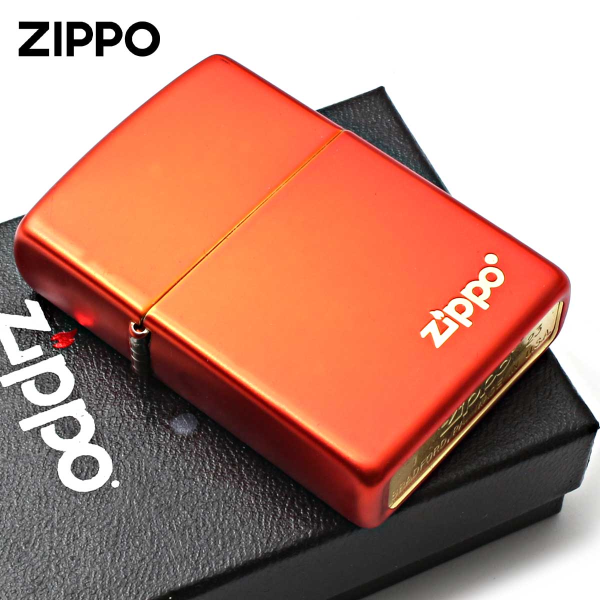 Zippo ジッポー メタリック レッド ジッポ ロゴ Metallic Red Matte 塗装 49475ZL メール便可