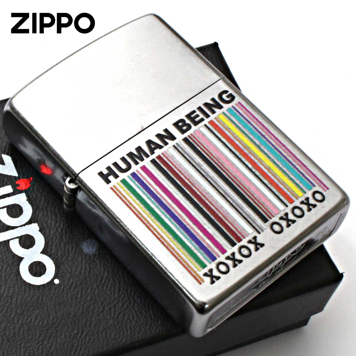 Zippo ジッポー カラフル ライン Human Being ストリートクローム 49578 メール便可