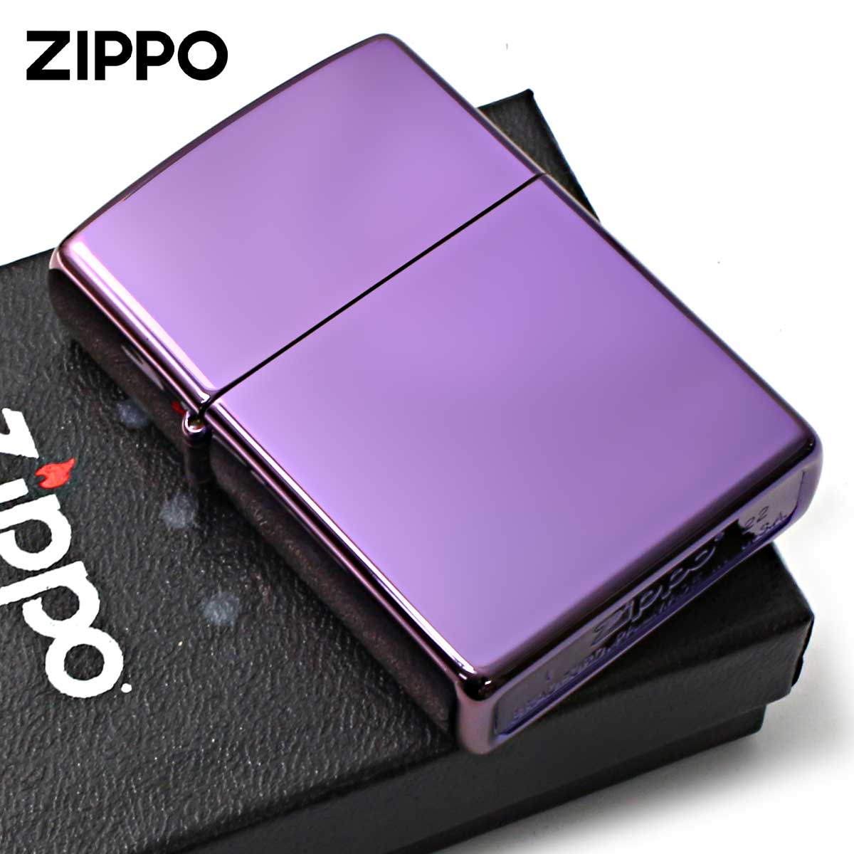 Zippo ジッポー 無地 アビス パープル High Polish Purple Abyss 鏡面 PVD加工 No.24747 メール便可