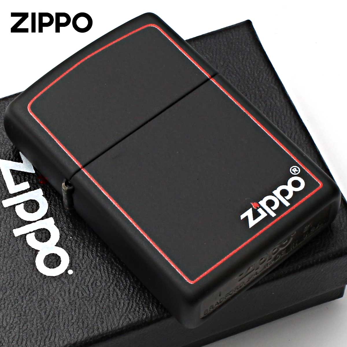 Zippo ジッポー ブラック ボーダーライン ジッポ ロゴ Black Z-Boader ブラックマット 218ZB メール便可