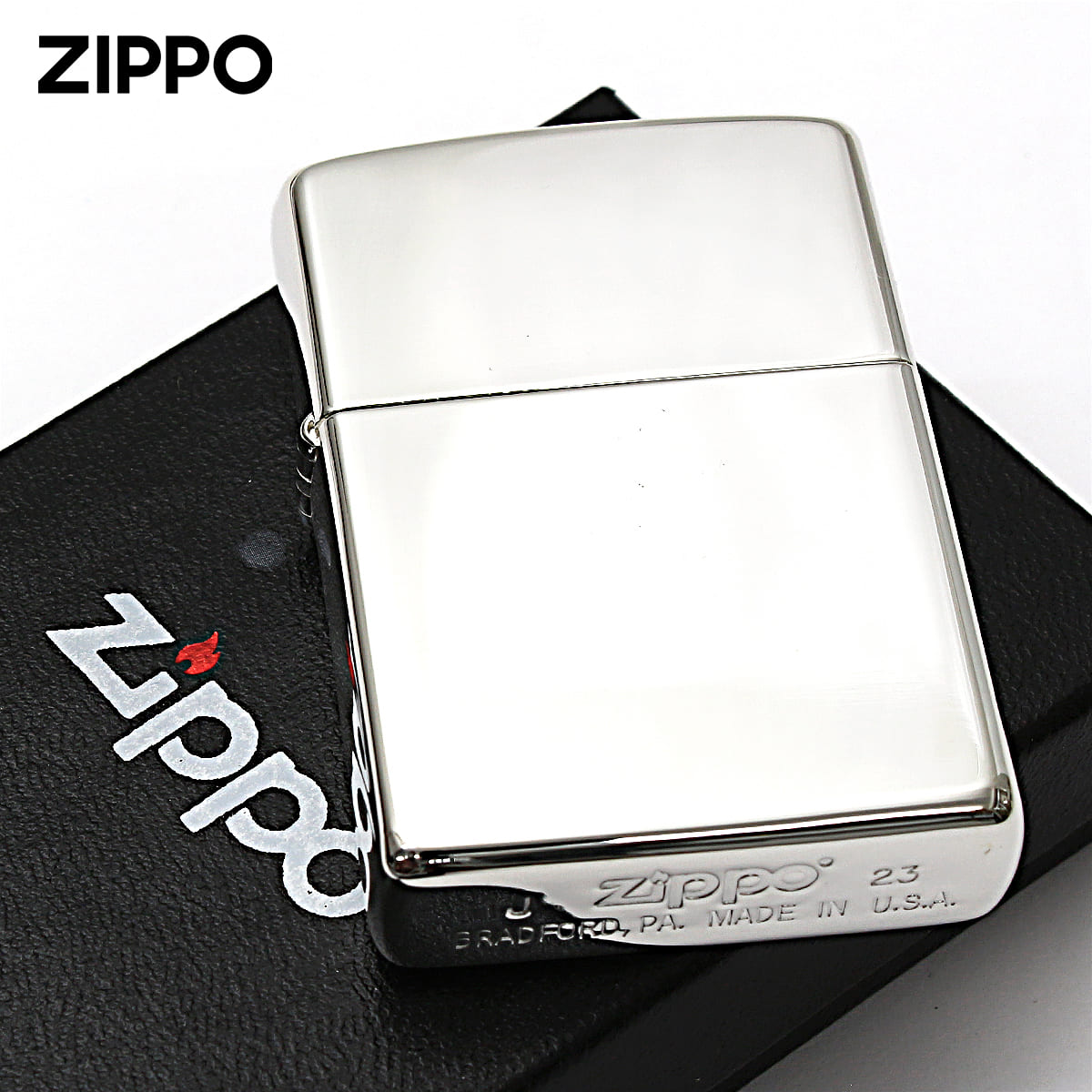 Zippo ジッポー 無地 100 ミクロン ＃200 ミラー 鏡面 ポリッシュ 銀メッキ 80001