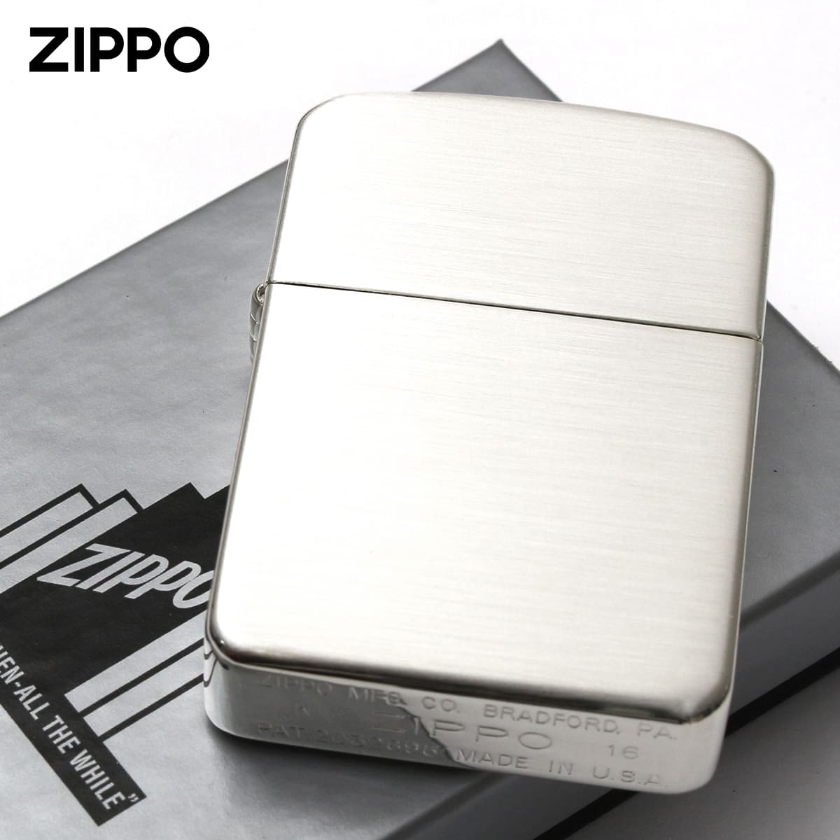 Zippo ジッポー 1941レプリカ 無地 100 ミクロン ＃1941 サテーナ つや消し ブラッシュド 銀メッキ 80006