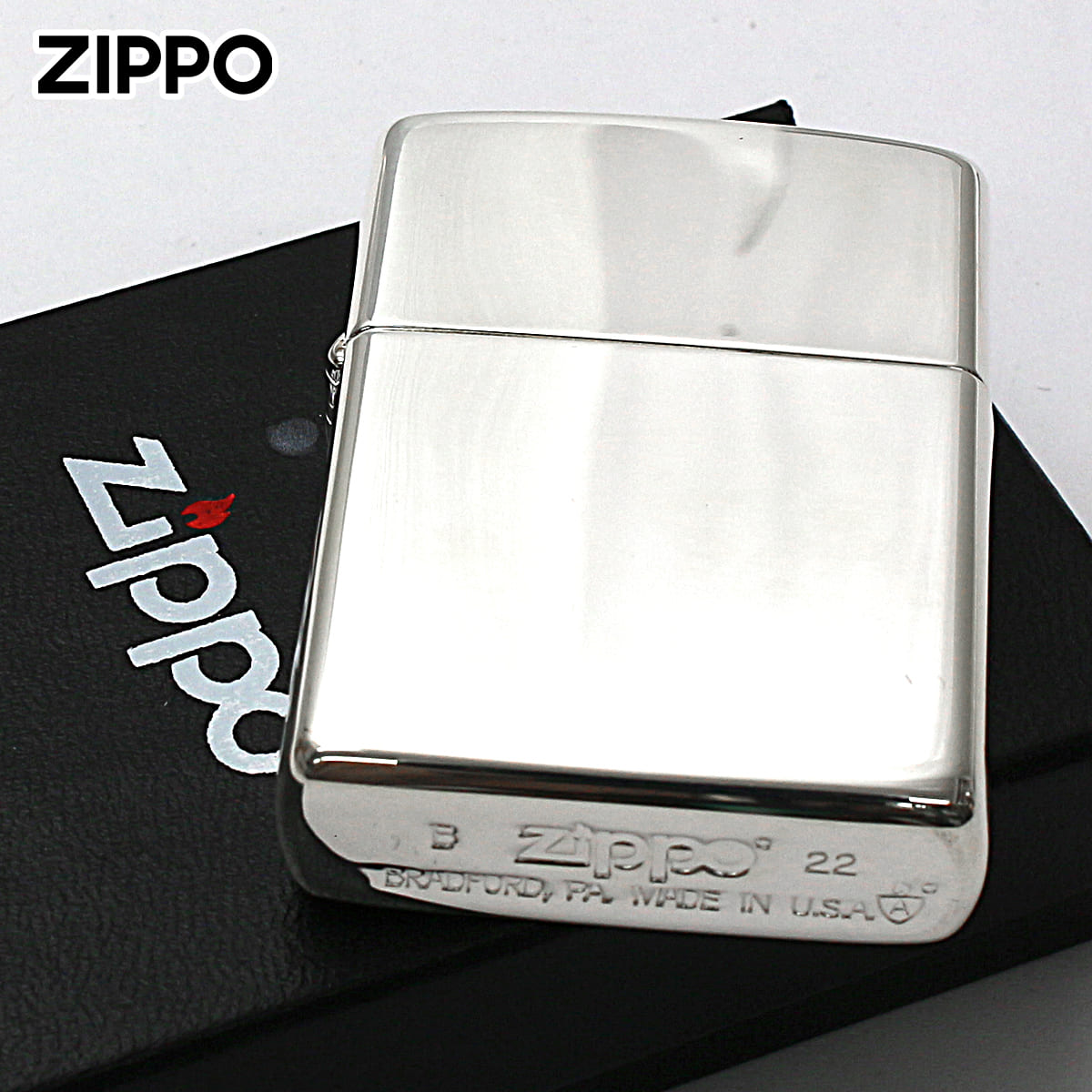 Zippo ジッポー アーマー 無地 100 ミクロン ＃162 ミラー 鏡面 ポリッシュ 銀メッキ 80003