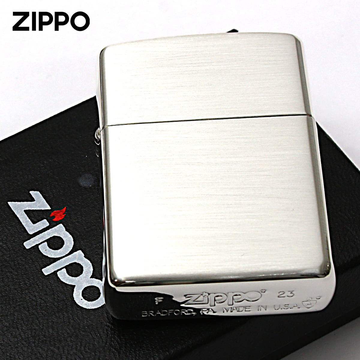 Zippo ジッポー アーマー 無地 100 ミクロン ＃162 サテーナ つや消し ブラッシュド 銀メッキ 80004