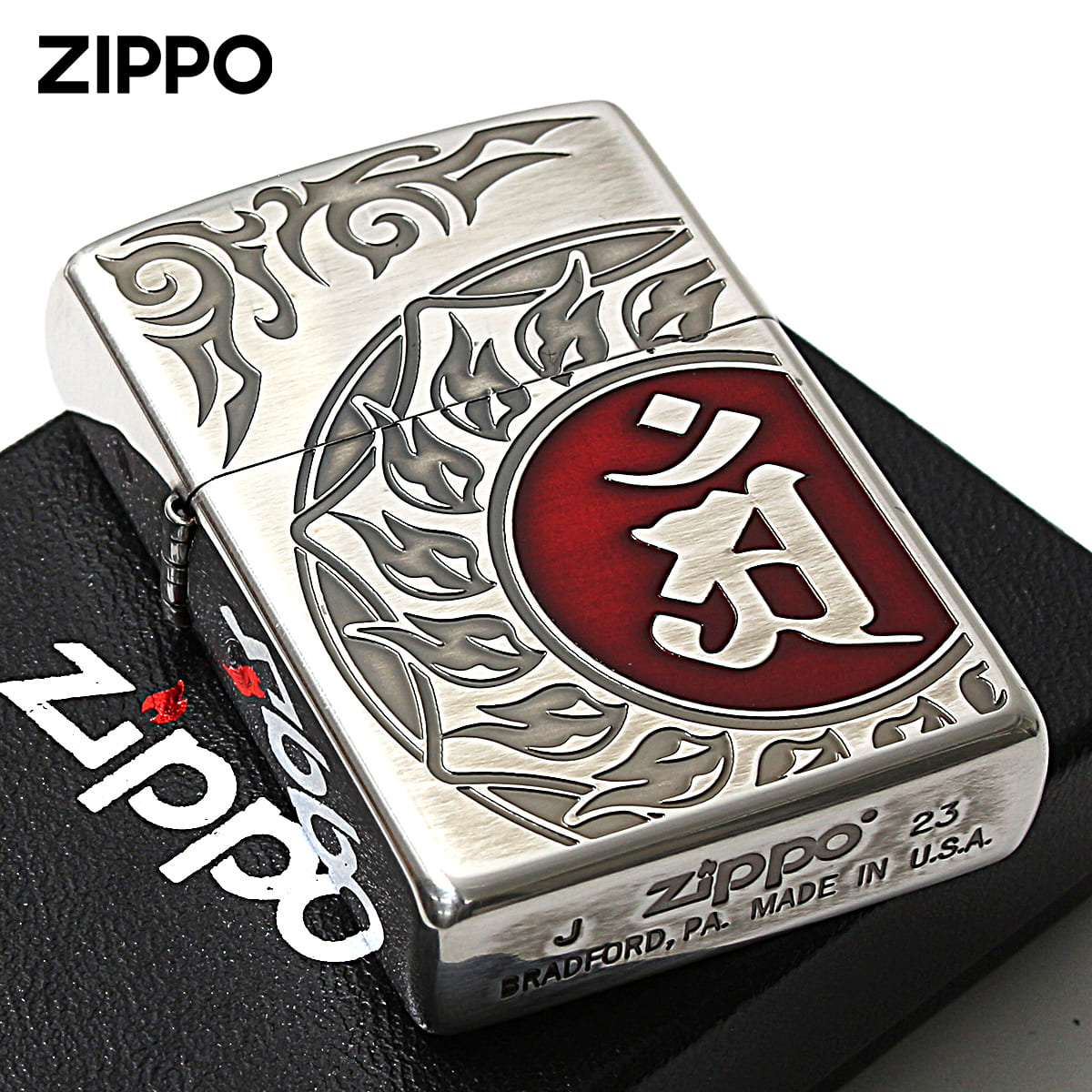 Zippo ジッポー 梵字 bonji アン 銀メッキいぶし 80038 メール便可