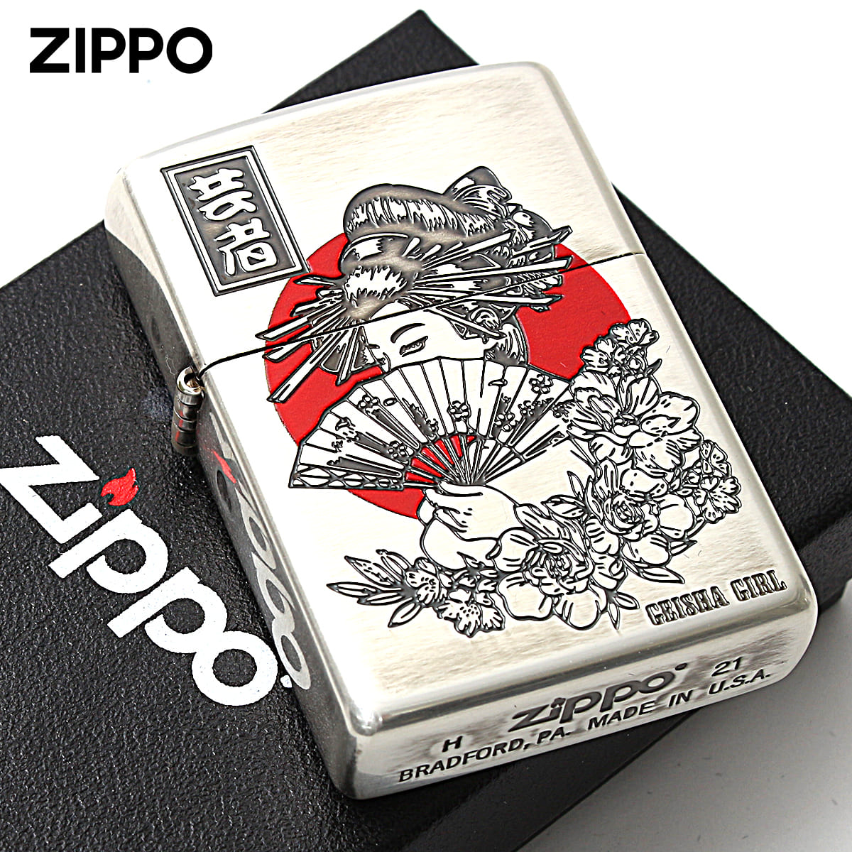 Zippo ジッポー 和柄 芸者 JAPANESE STYLE 2020 銀メッキ 80058 メール便可